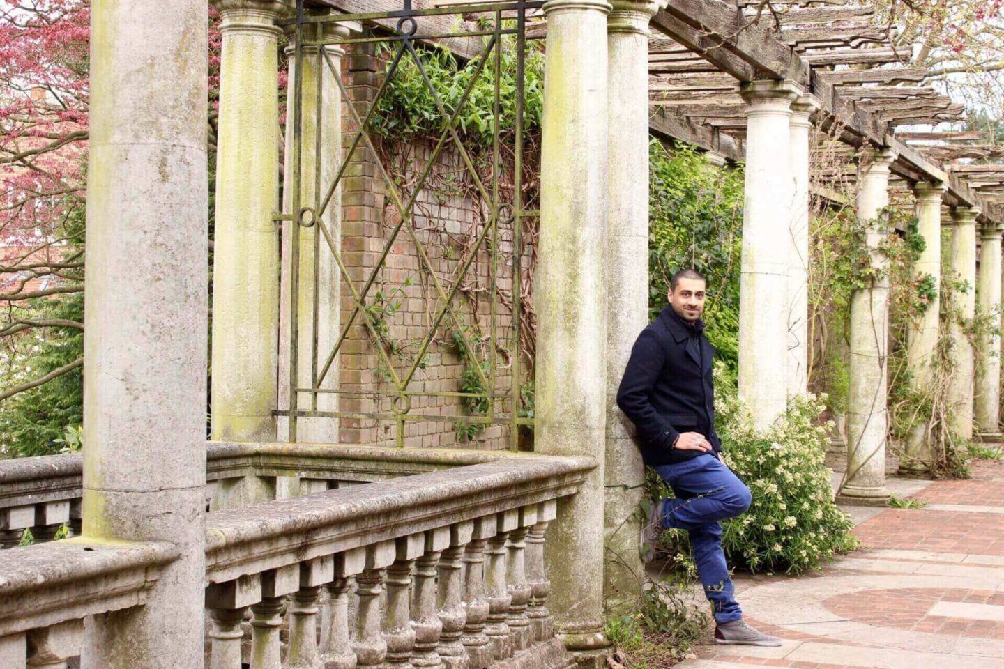 man stood at Pergola & Hill Gardens, Hampstead Heath