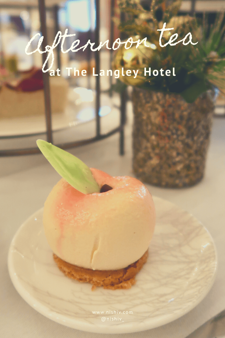 Afternoon Tea, Cocktails & A Tour Of The Langley Hotel Spa, Nishi V. Peach dessert.