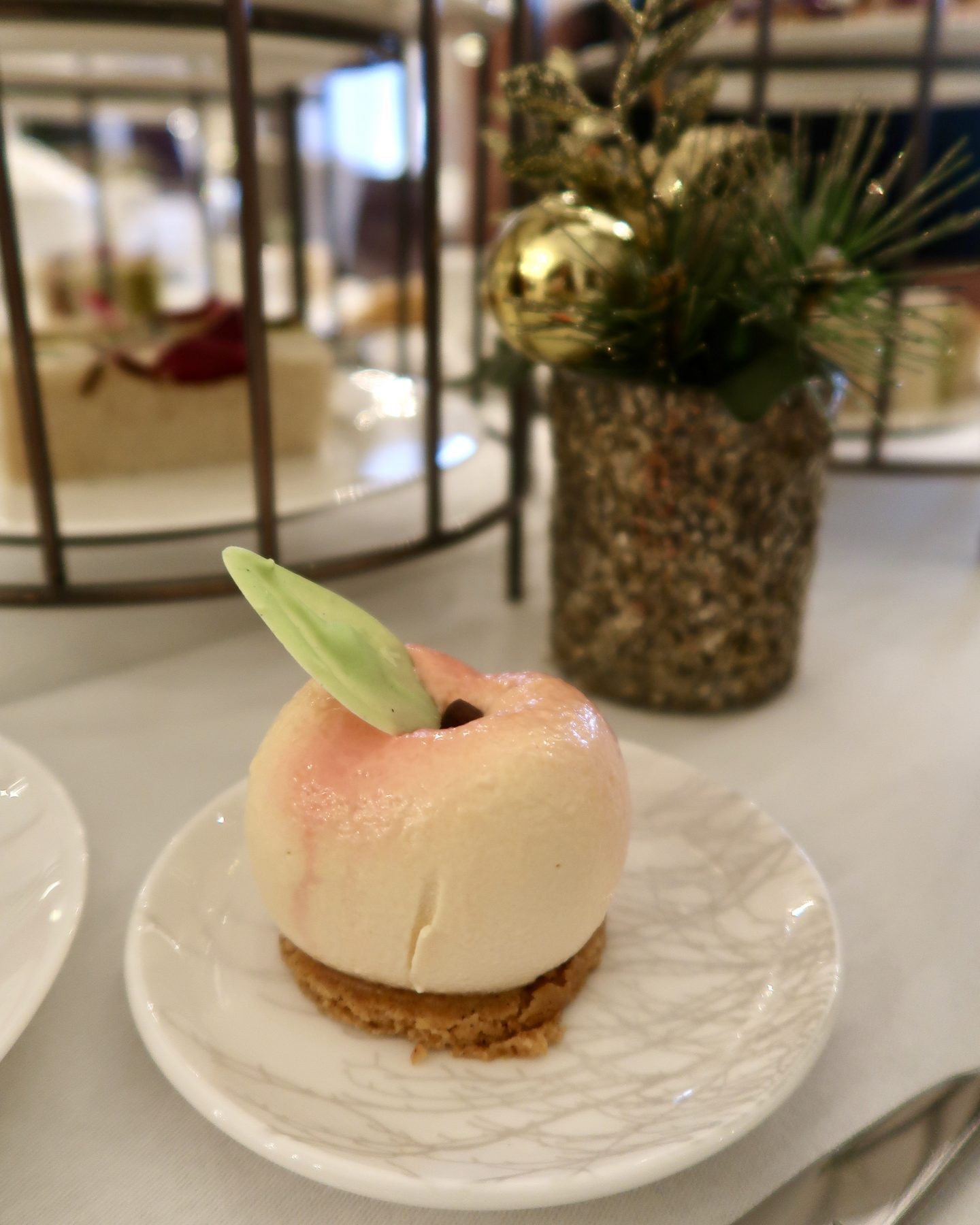 Afternoon Tea, Cocktails & A Tour Of The Langley Hotel Spa, Nishi V. Peach dessert