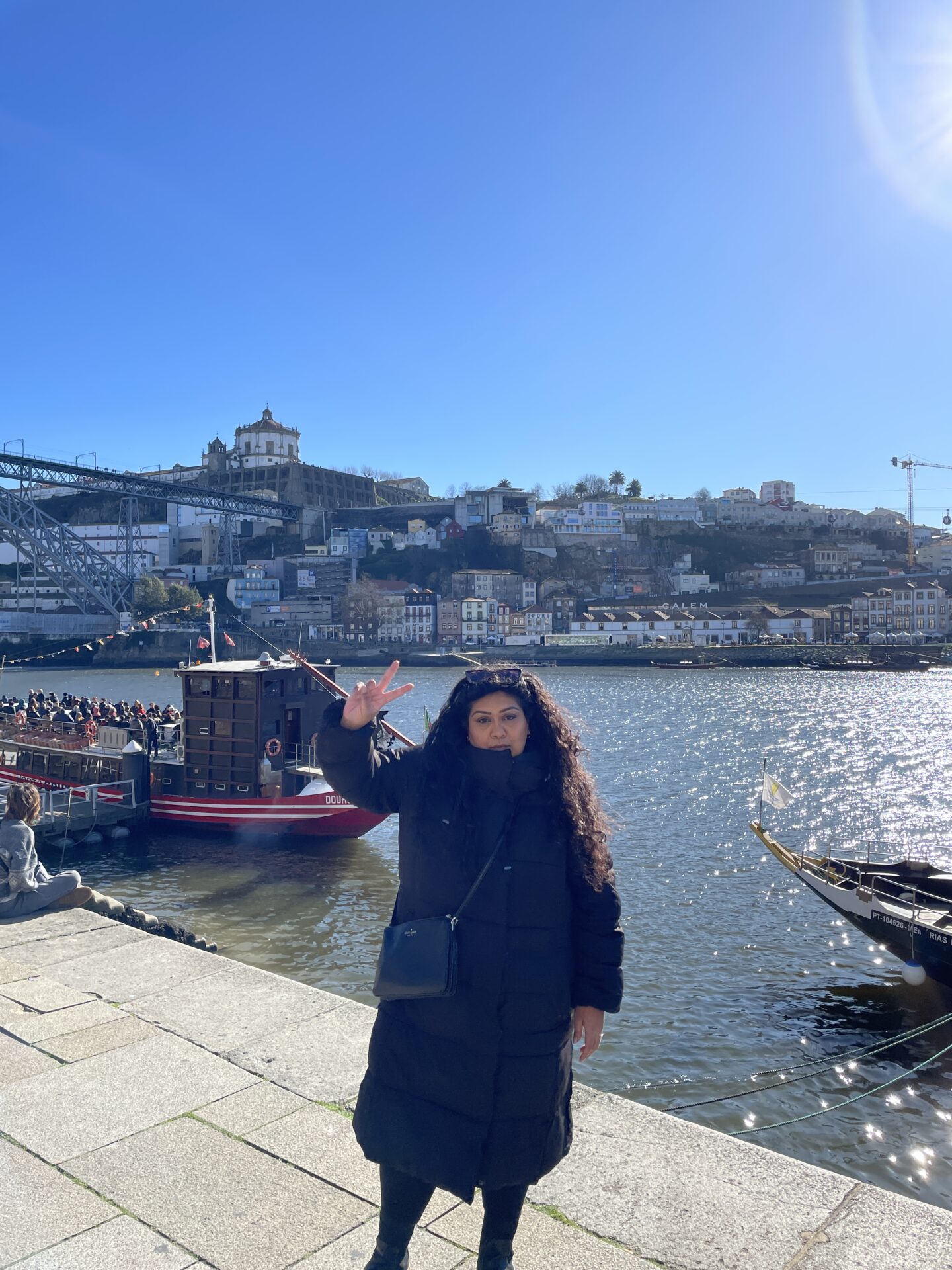 Me posing at Cais da Ribeira, Porto