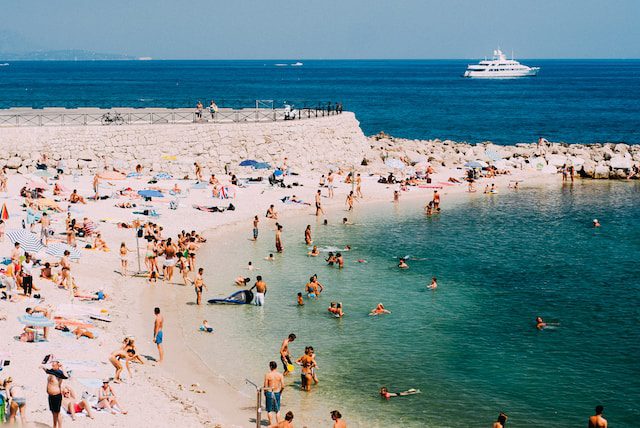 Crowded beach in Greece