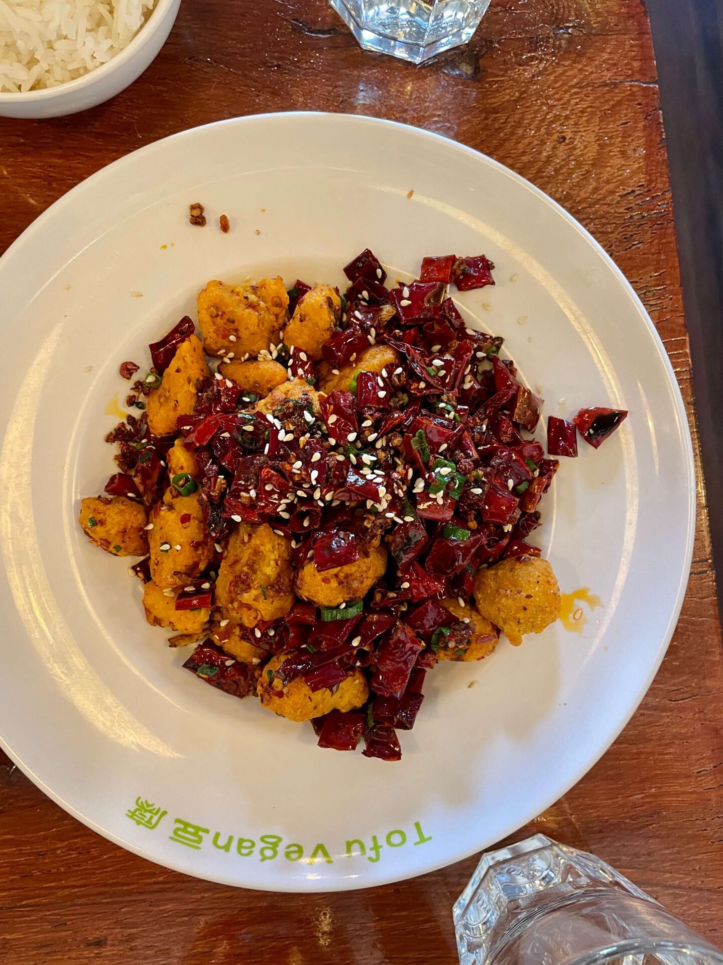 chongquin chilli chick'n at tofu vegan