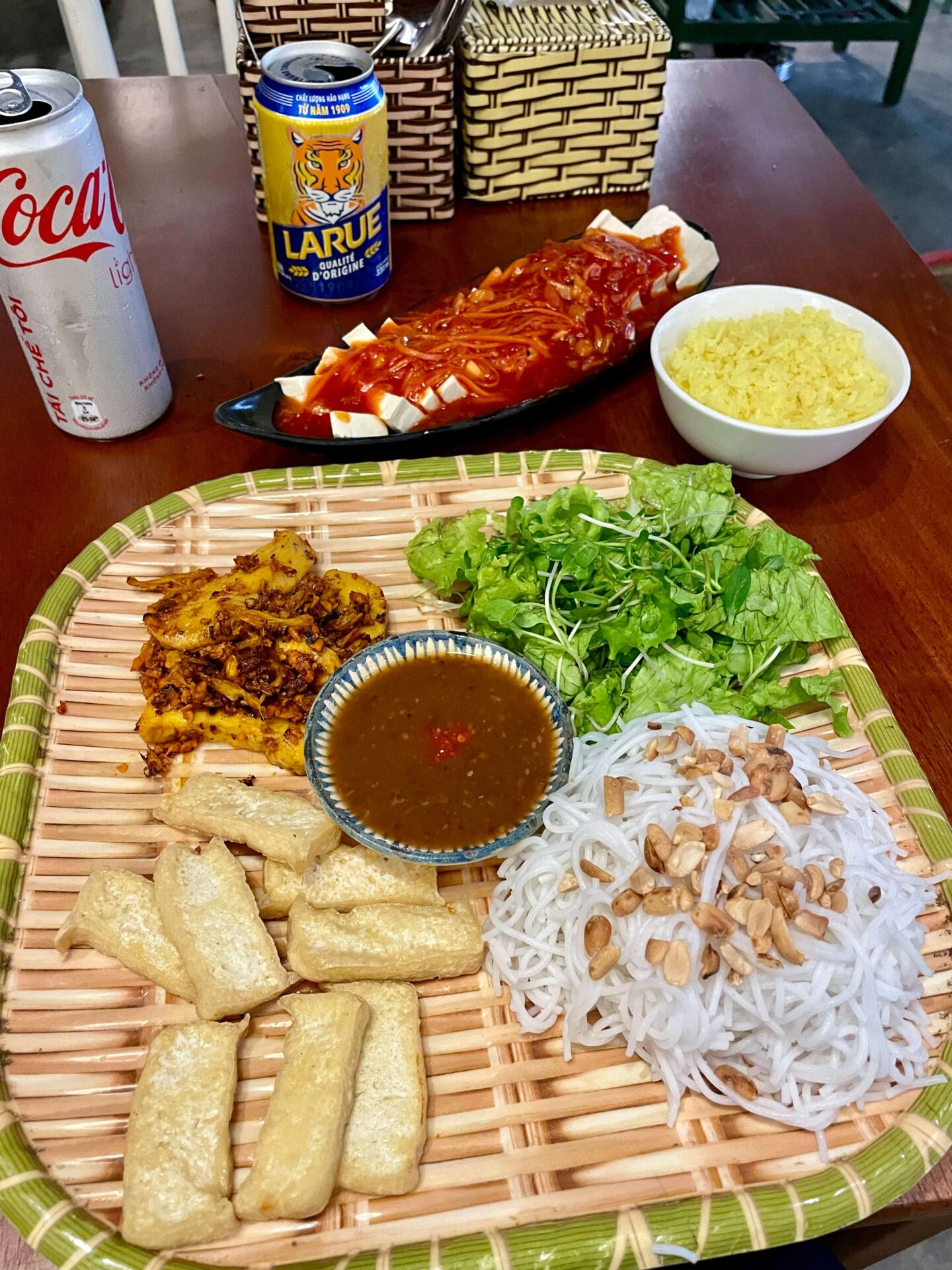 vegan lunch in hoi an - bun cha and tofu