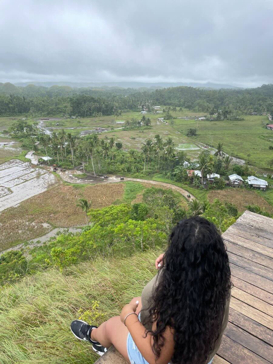 Nishi looking over at the view from the chocolate hills in Bohol