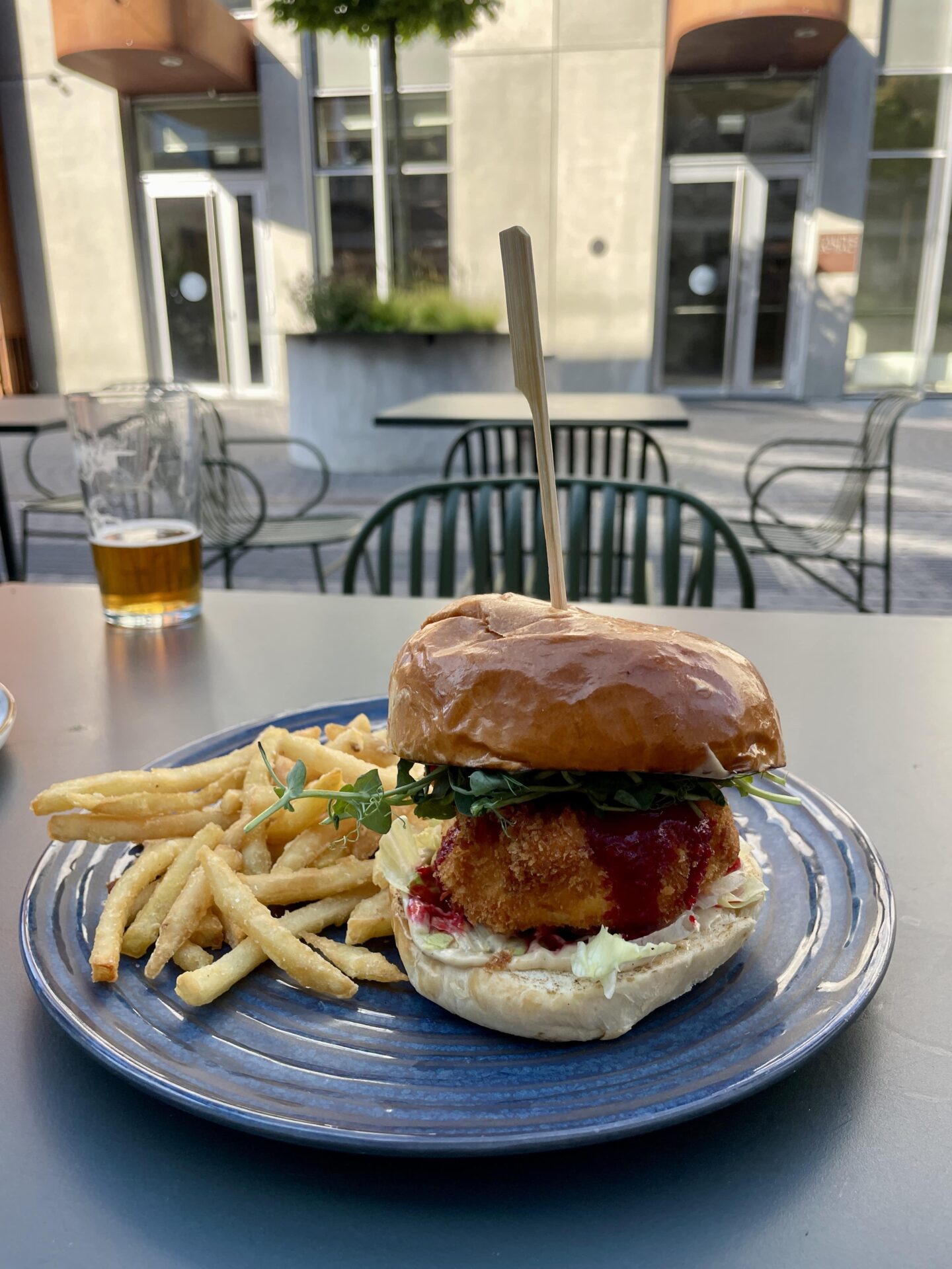 camembert and raspberry jam burger at Paupio Turgus, Vilnius