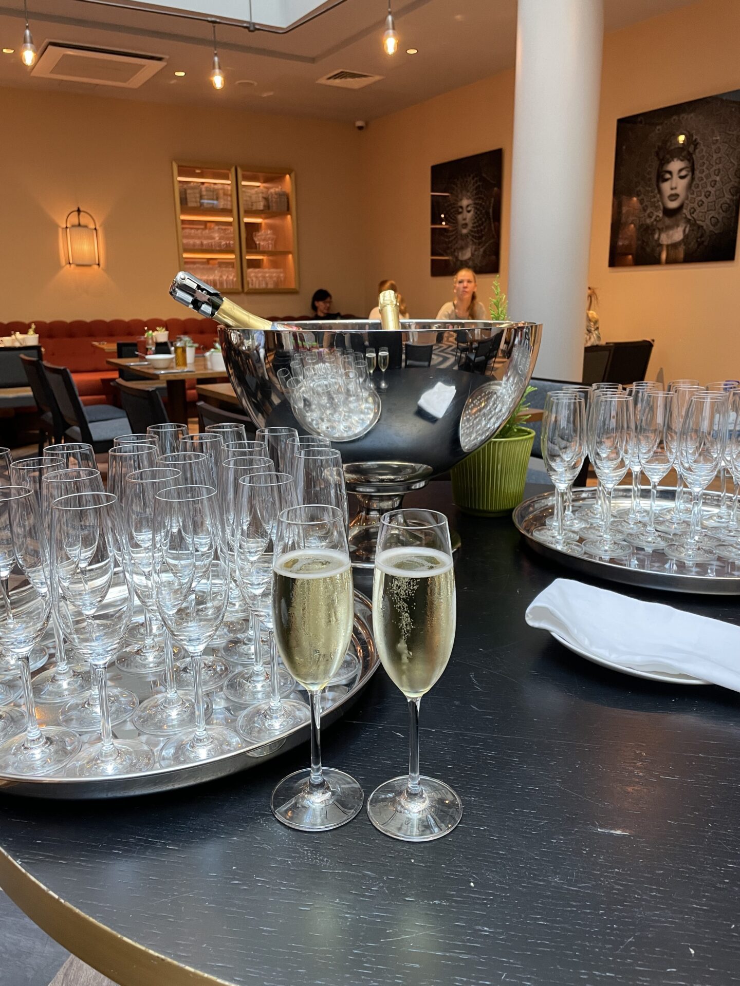 sparkling wine at Snob restaurant, Grand Poet Hotel and Spa by Semarah Riga