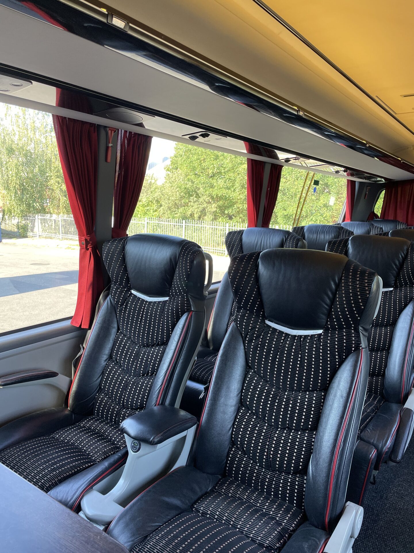 inside the Lux Express lounge bus