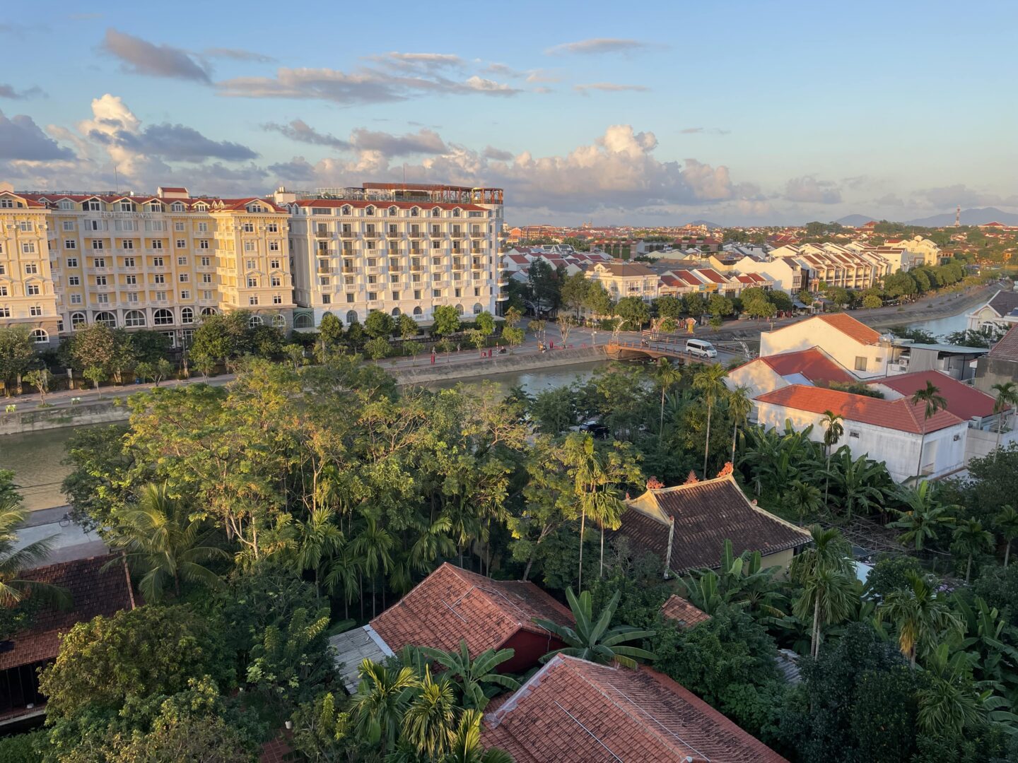 the view of Hoi An in golden hour