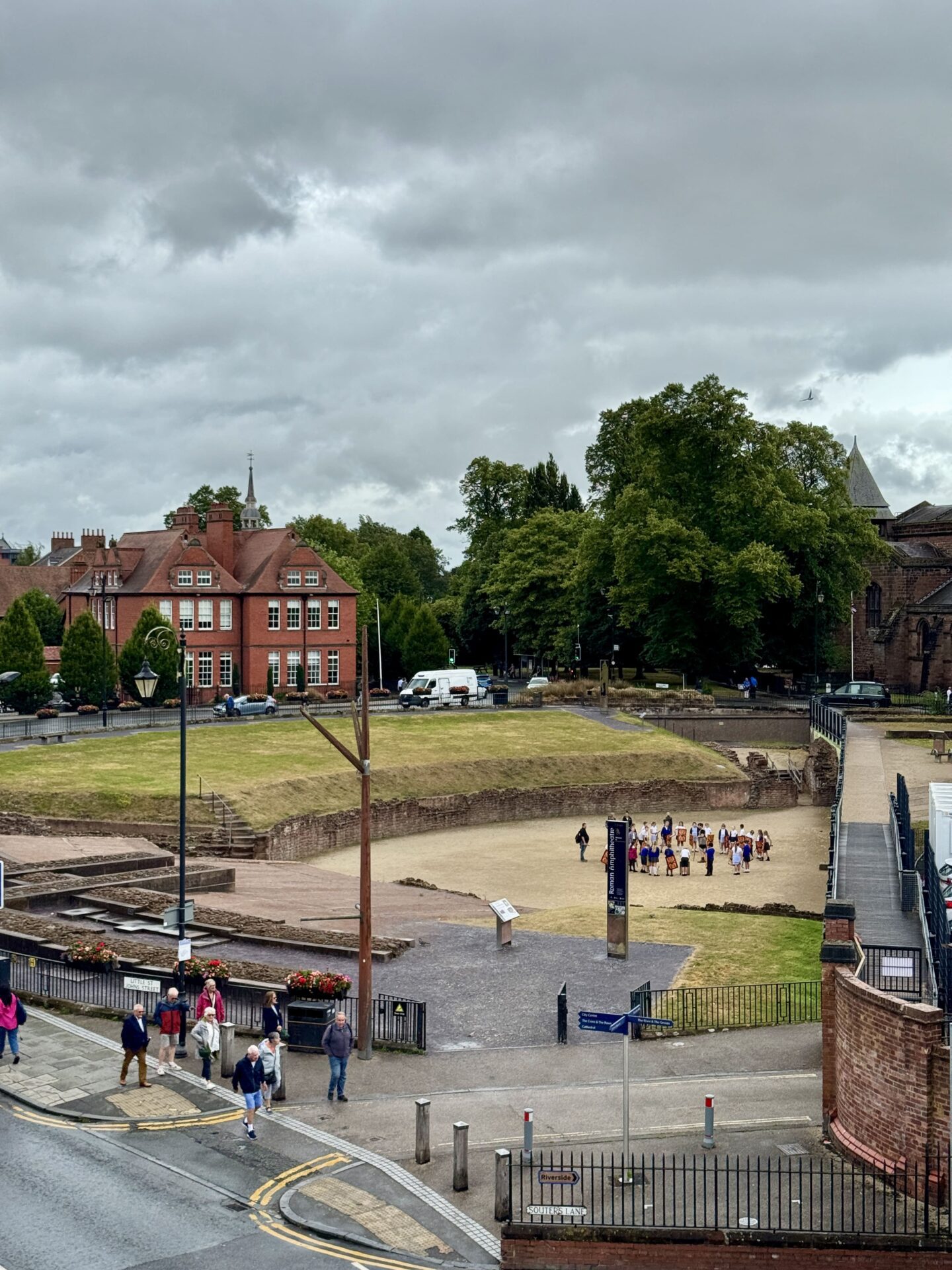 view of the Roman Amphitheatre from Chester City Walls