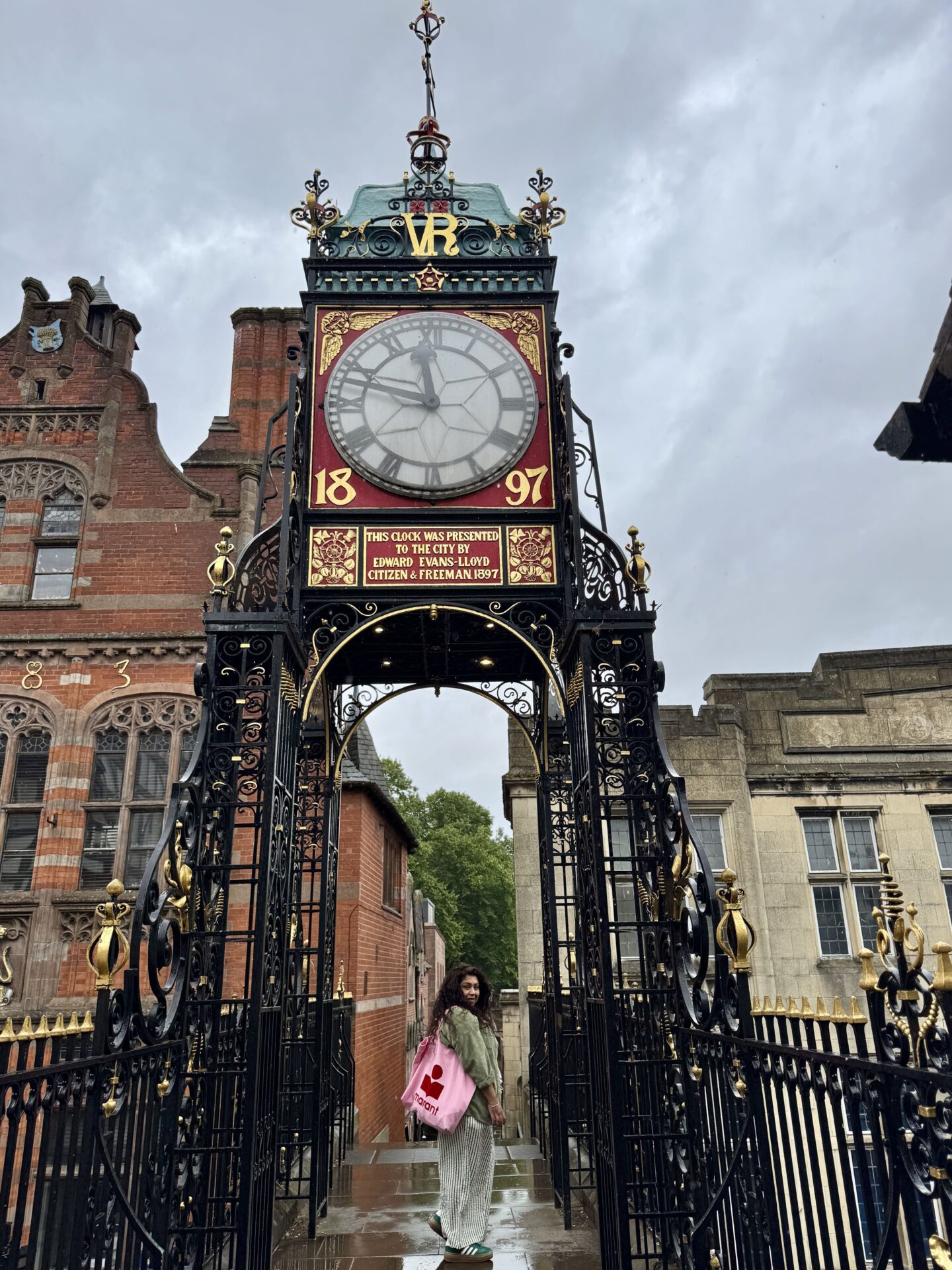 Nishi at Eastgate clock in Chester