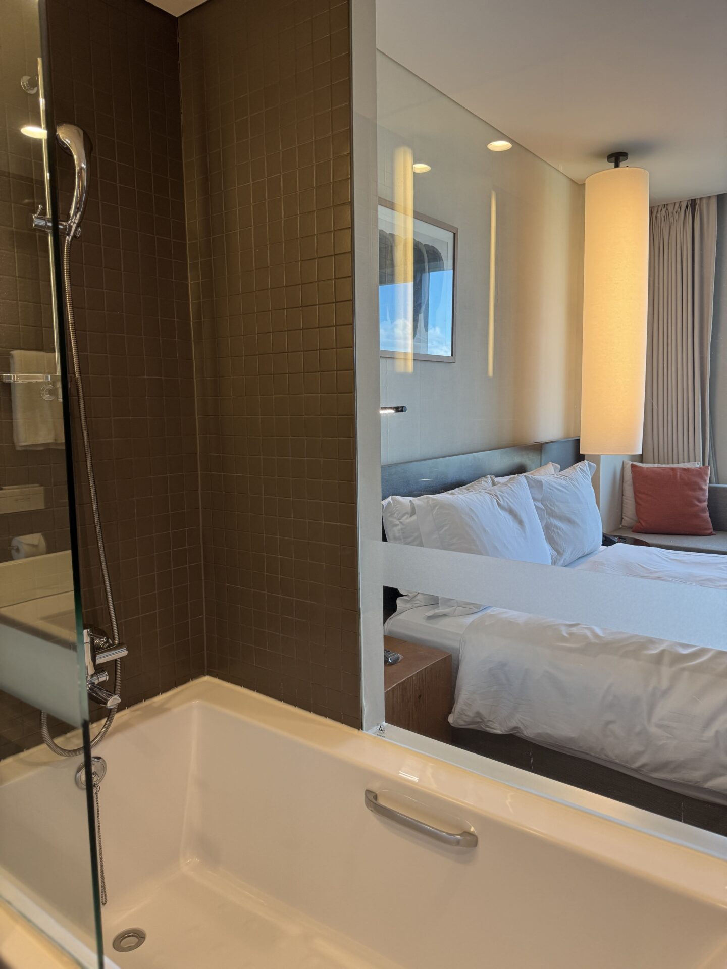 the view from the bathroom at Shilla Stay Gwanghwamun Myeongdong